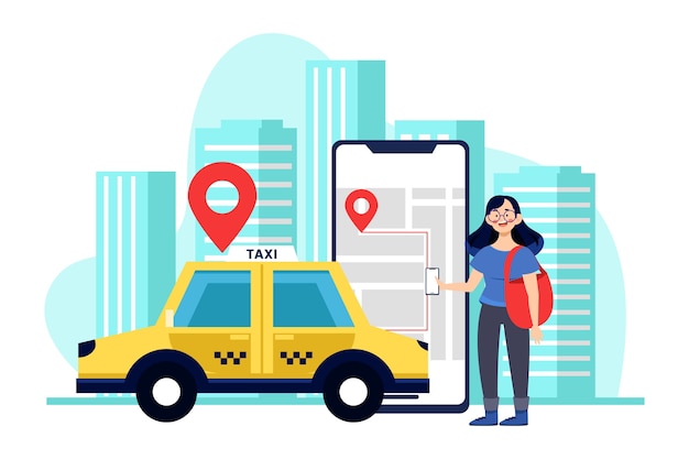 Conceito de interface de aplicativo de táxi