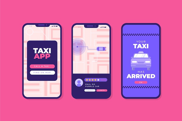 Conceito de interface de aplicativo de táxi