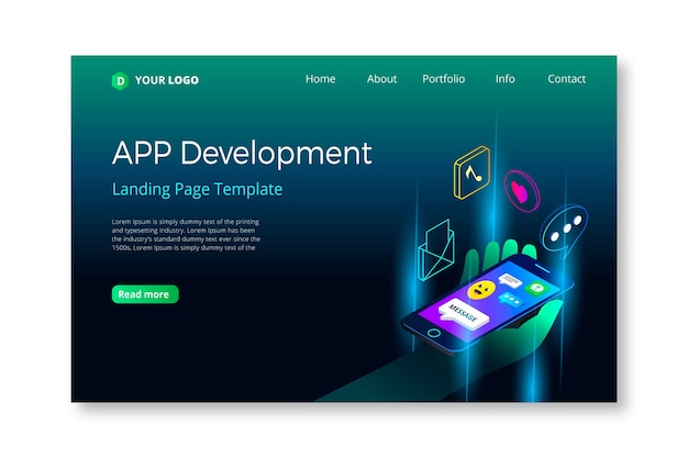 Conceito de landing page com design para dispositivos móveis