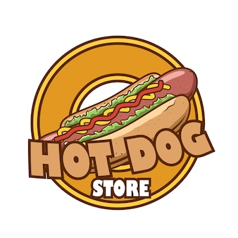 Conceito de logotipo de loja de cachorro-quente