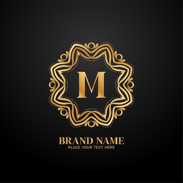 Conceito de logotipo de marca de luxo letra m