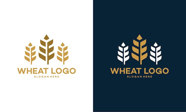 Conceito de logotipo de trigo de grão de luxo, ícone de vetor de modelo de logotipo de trigo de agricultura