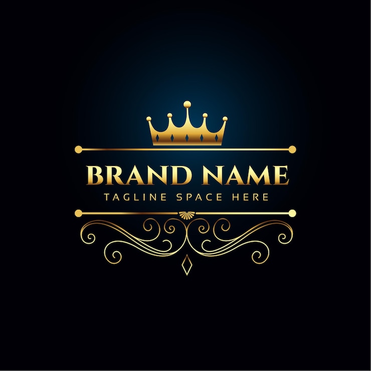 Vetor grátis conceito de logotipo real de luxo com coroa de ouro