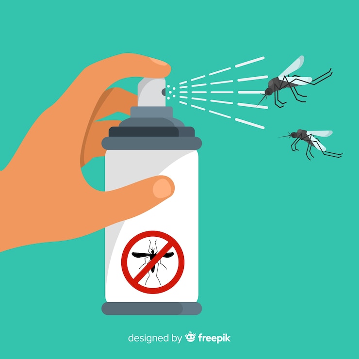 Vetor grátis conceito de mão segurando o spray de mosquito