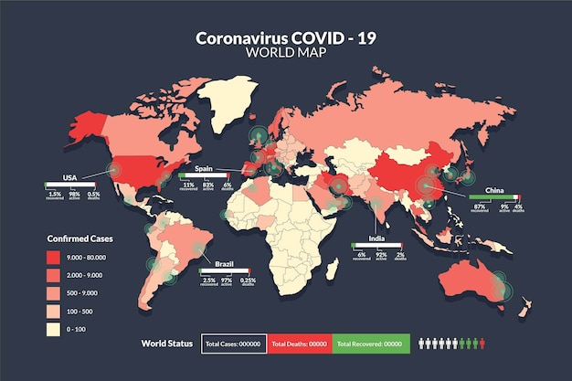 Vetor grátis conceito de mapa de coronavírus