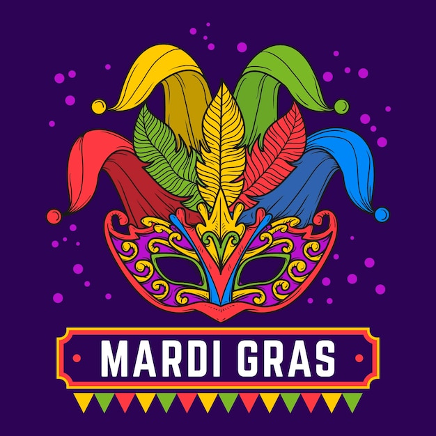 Vetor grátis conceito de mardi gras desenhado à mão