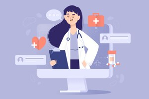 Vetor grátis conceito de médico on-line