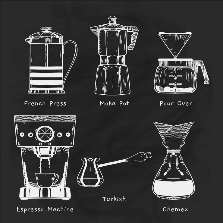 Vetor grátis conceito de métodos de fabricação de café