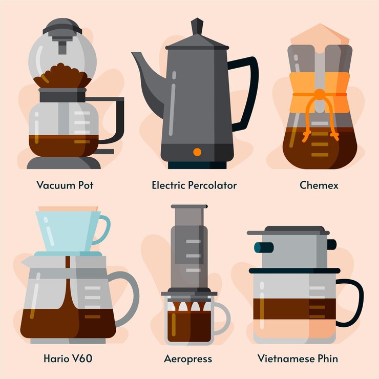Vetor grátis conceito de métodos de fabricação de café