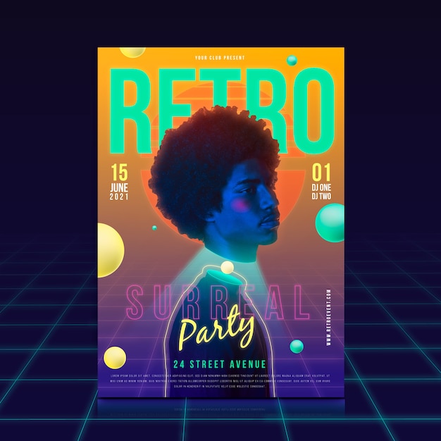 Conceito de modelo de cartaz de festa retrô