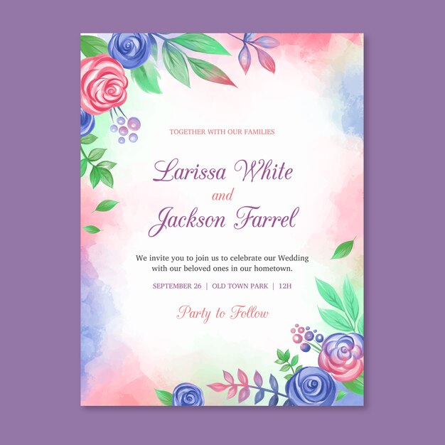Conceito de modelo de convite de casamento floral
