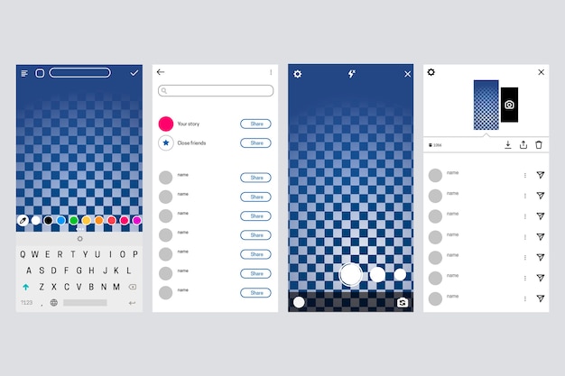 Conceito de modelo de interface do instagram pstories