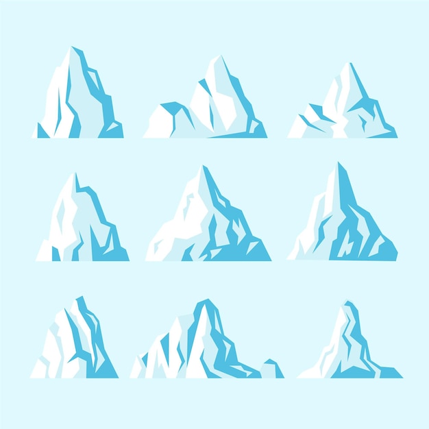 Vetor grátis conceito de natureza da coleção iceberg