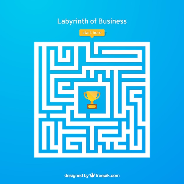Vetor grátis conceito de negócio com labirinto e trabalhador