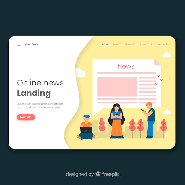 Vetor grátis conceito de notícias para a página de destino