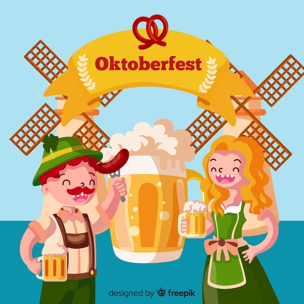 Conceito de oktoberfest com design plano