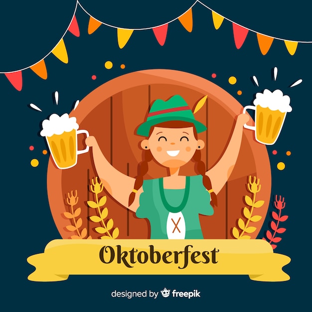 Conceito de oktoberfest com fundo design plano