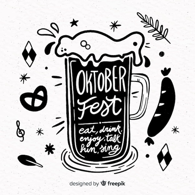 Conceito de oktoberfest com mão desenhada fundo