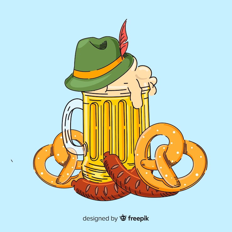Vetor grátis conceito de oktoberfest com mão desenhada fundo
