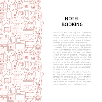 Conceito de padrão de linha de reserva de hotel. ilustração em vetor de outline design.
