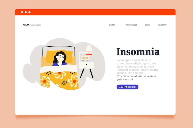 Conceito de página de destino da Insomnia
