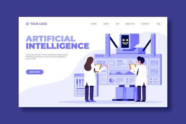 Conceito de página de destino de inteligência artificial