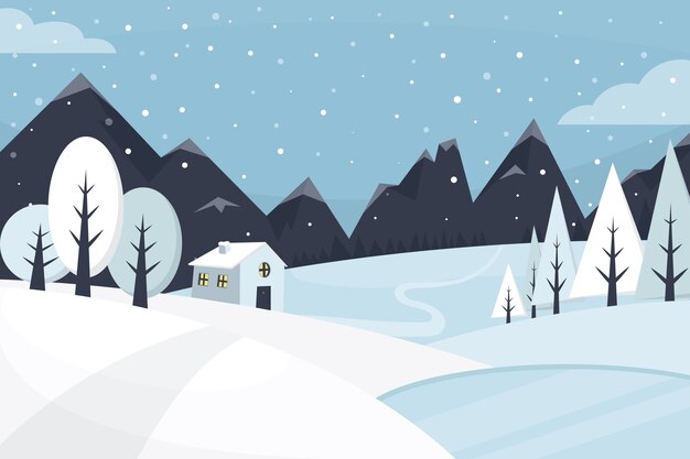 Conceito de paisagem de inverno design plano