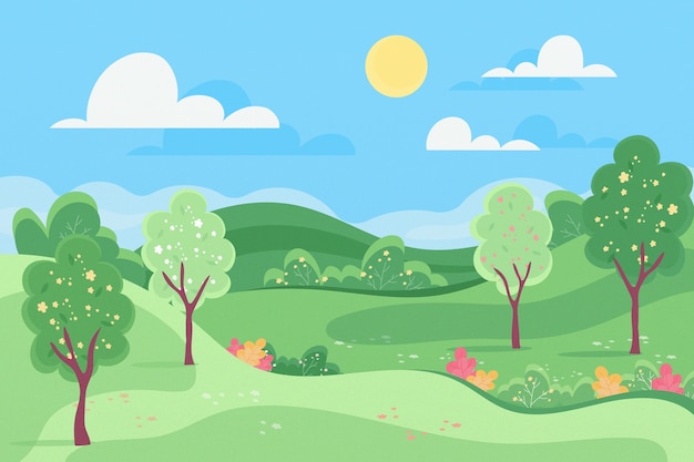 Conceito de paisagem plana primavera