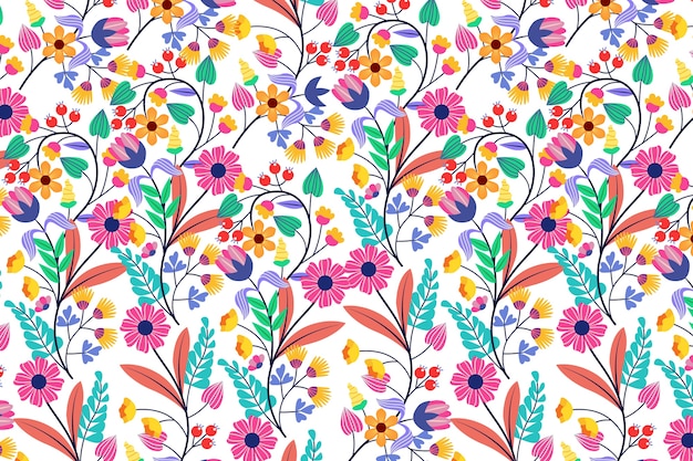 Vetor grátis conceito de papel de parede floral exótico colorido