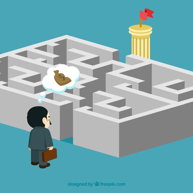 Conceito de plano de negócios com labirinto