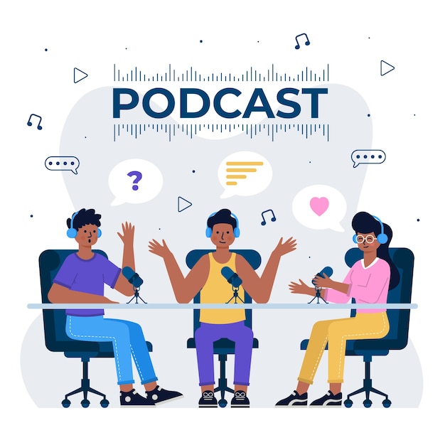 Vetor grátis conceito de podcast com pessoas conversando