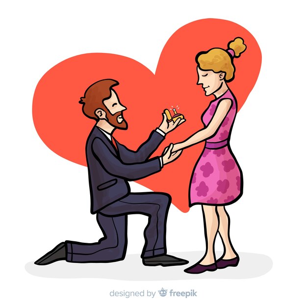 Conceito de proposta de casamento linda mão desenhada