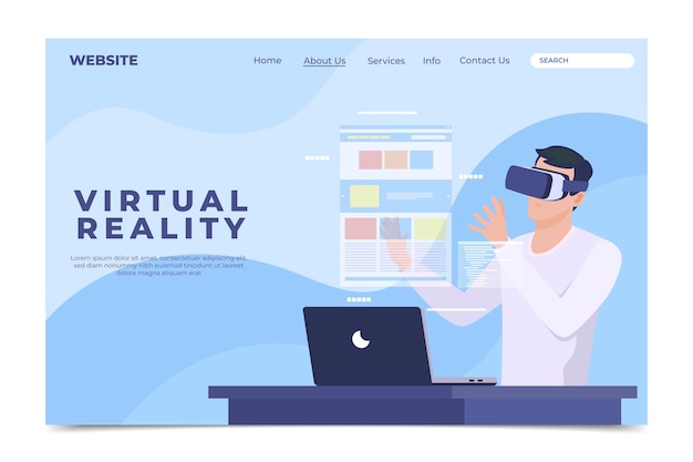 Vetor grátis conceito de realidade virtual - página de destino