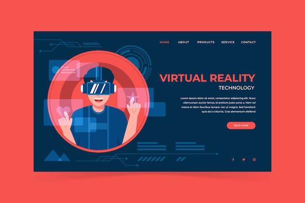 Vetor grátis conceito de realidade virtual - página de destino