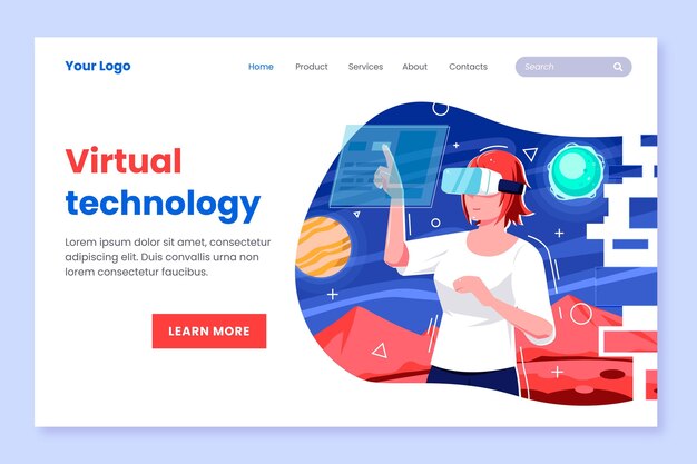 Vetor grátis conceito de realidade virtual - página de destino