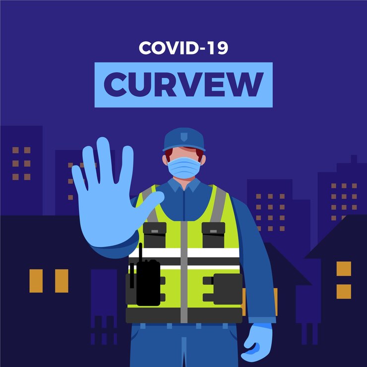 Vetor grátis conceito de restrições de toque de recolher do coronavirus