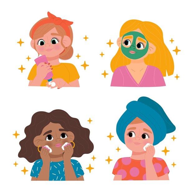 Conceito de rotina de skincare de mulher