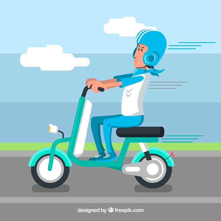 Vetor grátis conceito de scooter eléctrico azul