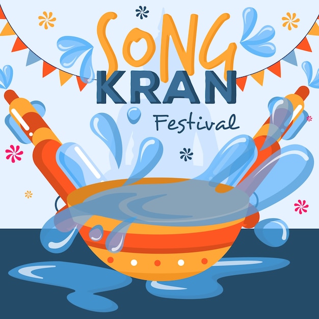 Conceito de songkran em design plano