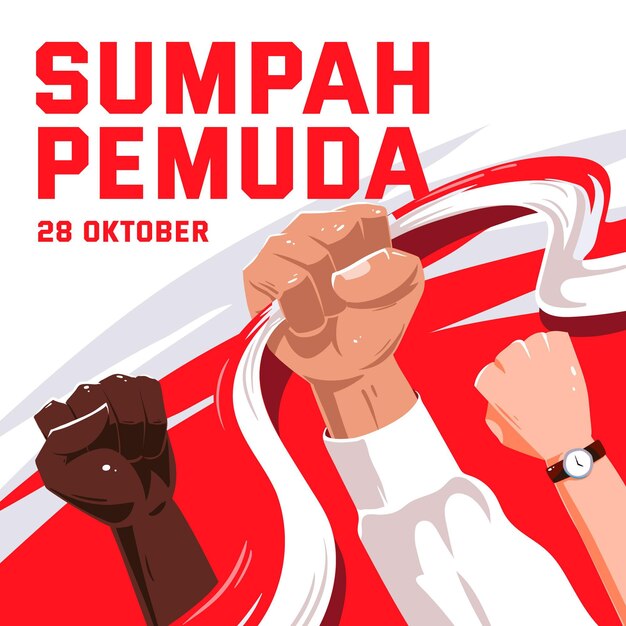 Conceito de sumpah pemuda desenhado à mão
