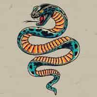 Vetor grátis conceito de tatuagem colorida de cobra venenosa