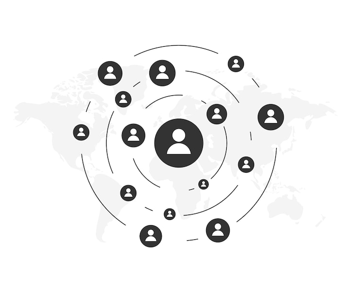 Vetor grátis conceito de topologia de conexão de grupos humanos projeto de fundo