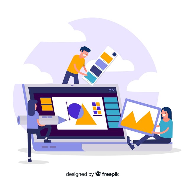 Conceito de trabalho em equipe de design gráfico