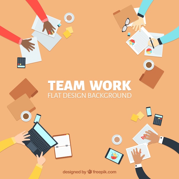 Vetor grátis conceito de trabalho em equipe em design plano