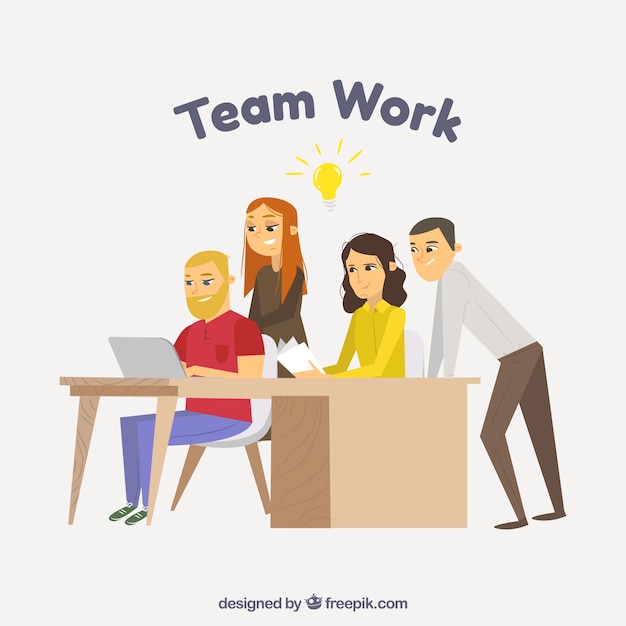 Vetor grátis conceito de trabalho em equipe no escritório