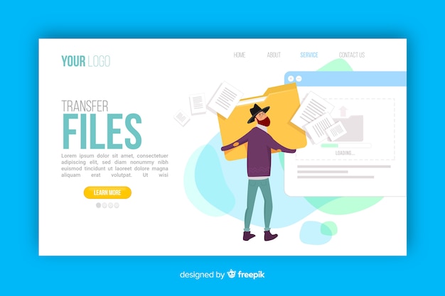 Vetor grátis conceito de transferência de arquivos para landing page