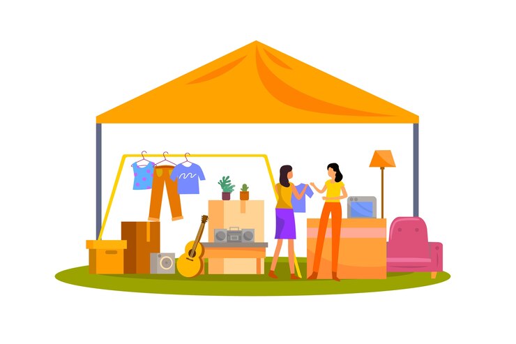 Vetor grátis conceito de venda de garagem com itens
