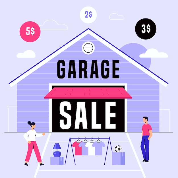 Vetor grátis conceito de venda de garagem