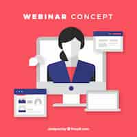 Vetor grátis conceito de webinar em design plano