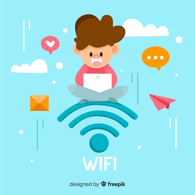 Vetor grátis conceito de wifi plana